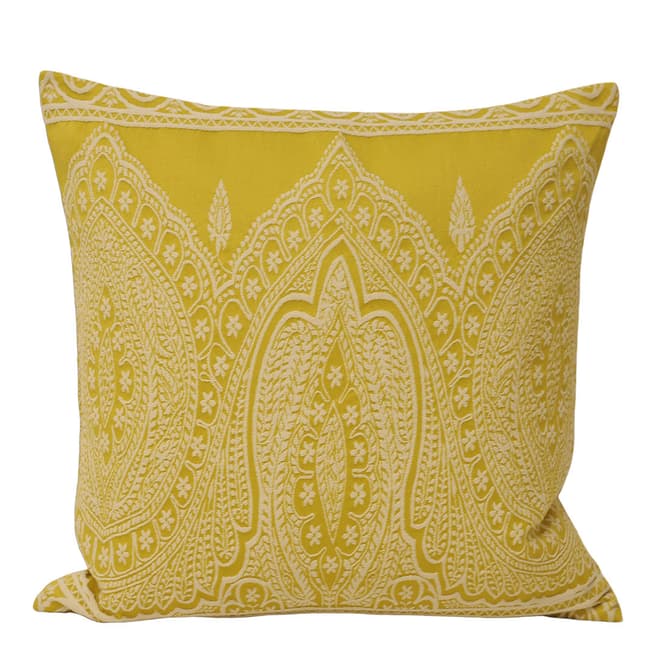 Riva Home Yellow Paisley Filled Cushion, 50x50cm