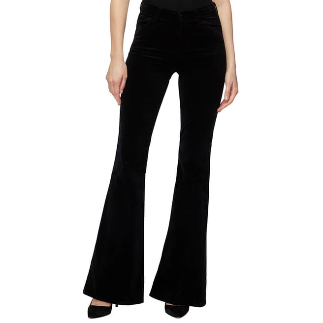 J Brand Black Valentina High Rise Faux Suede Flare Jeans