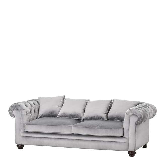 Hill Interiors Grey Velvet Large Chesterfield Three Seater Sofa
