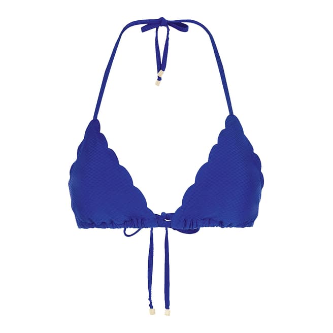 Heidi Klein Blue Amoudi Bay Scalloped Triangle Bikini Top