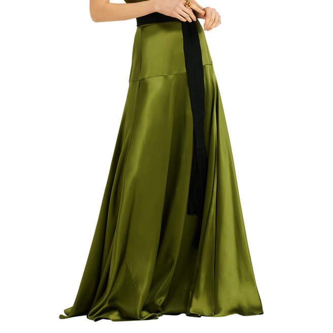 Amanda Wakeley Green CBS Long Silk Skirt