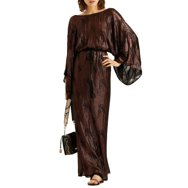 Amanda Wakeley Brown Kimono Embellishment Dress