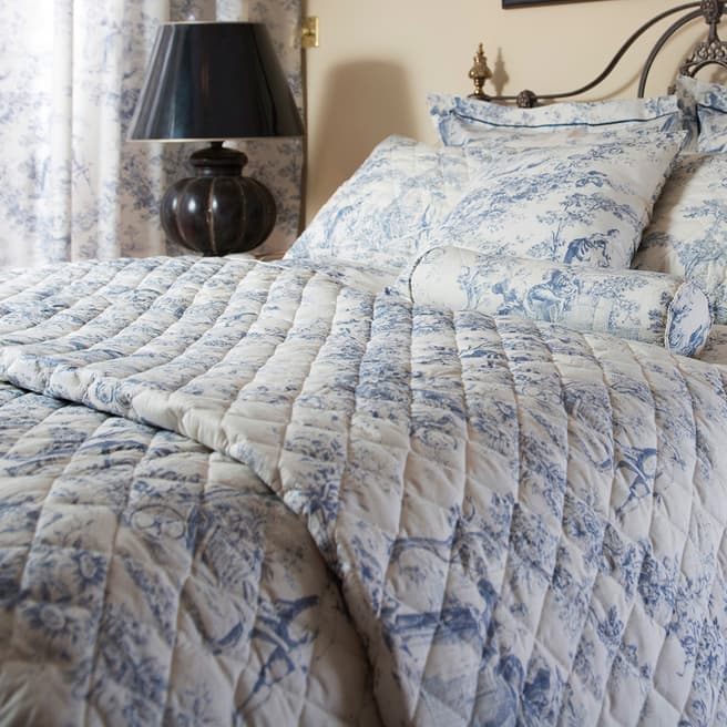 Patricia Rose Toile Single Bedspread, Blue