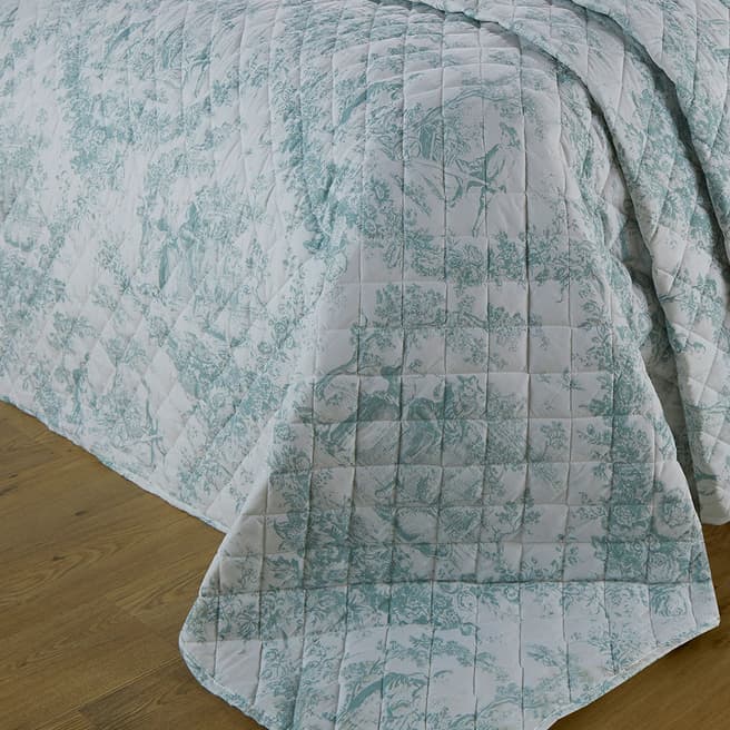 Patricia Rose Toile Double Bedspread, Green