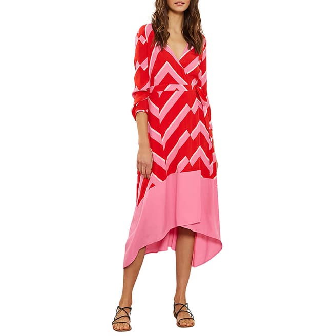 Mint Velvet Pink & Red Stripe Wrap Dress