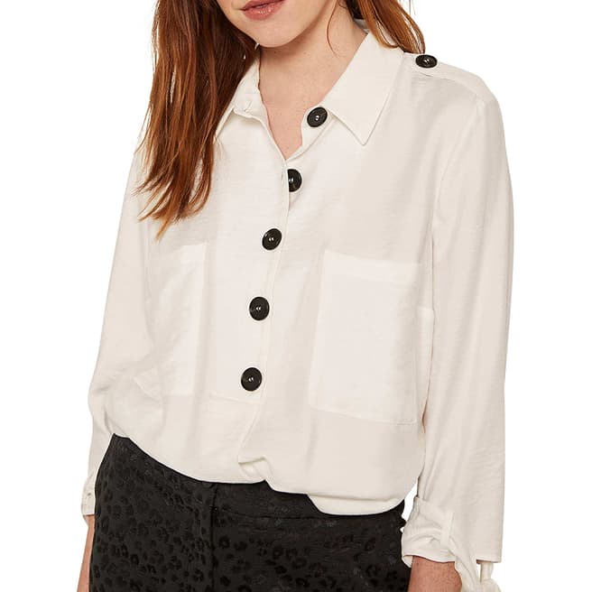 Mint Velvet Ivory Button Tie Sleeve Shirt