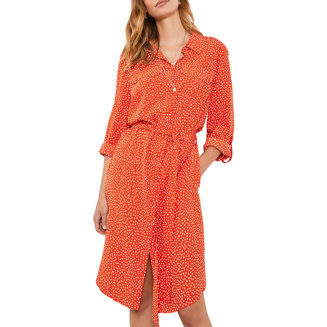 Mint Velvet Orange Spot Print Shirt Dress