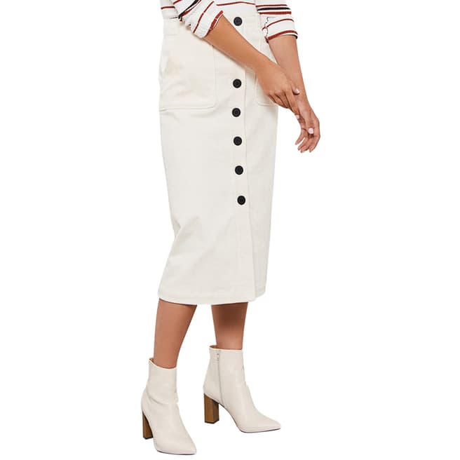 Mint Velvet Cream Cord A-Line Midi Skirt
