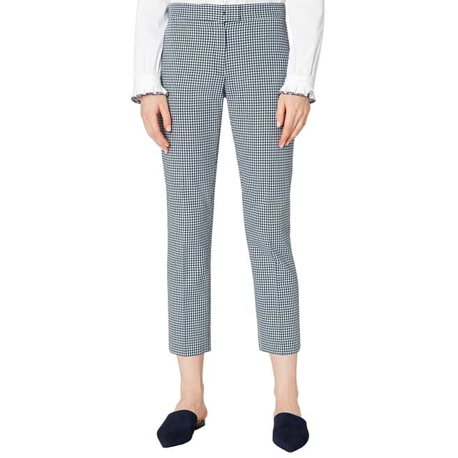 PAUL SMITH Blue Check Cropped Cotton Trousers