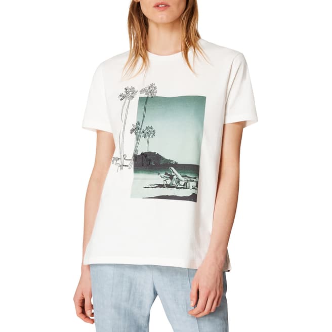 PAUL SMITH Ivory Printed Cotton T-Shirt