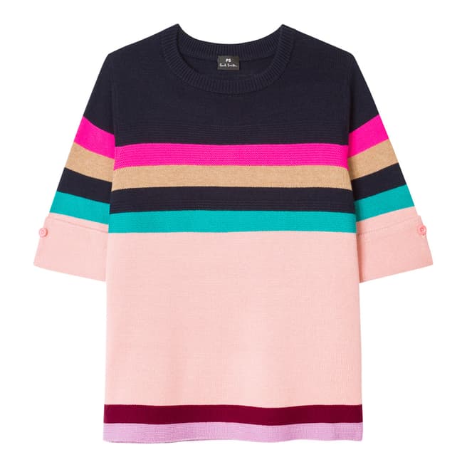PAUL SMITH Pink/Multi Knit Wool/Cotton Top