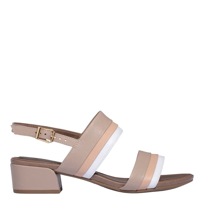 Scholl Taupe, Pink & White Stephanie Leather Sandals