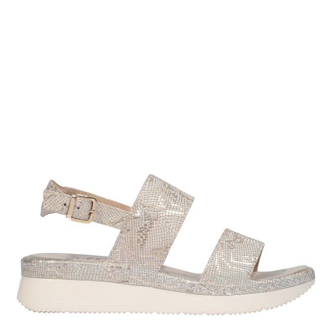 Scholl Off White and Gold Allyson Sandals