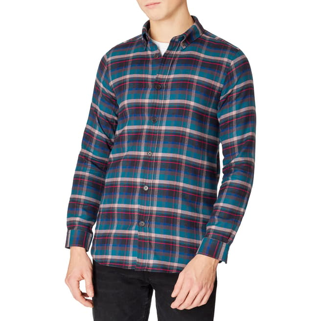 PAUL SMITH Blue Large Check Tailored Fit Shirt