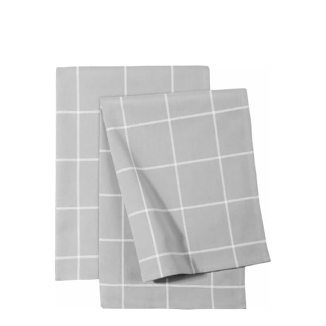 Zwilling Grey 2 Pack Checked Tea Towels
