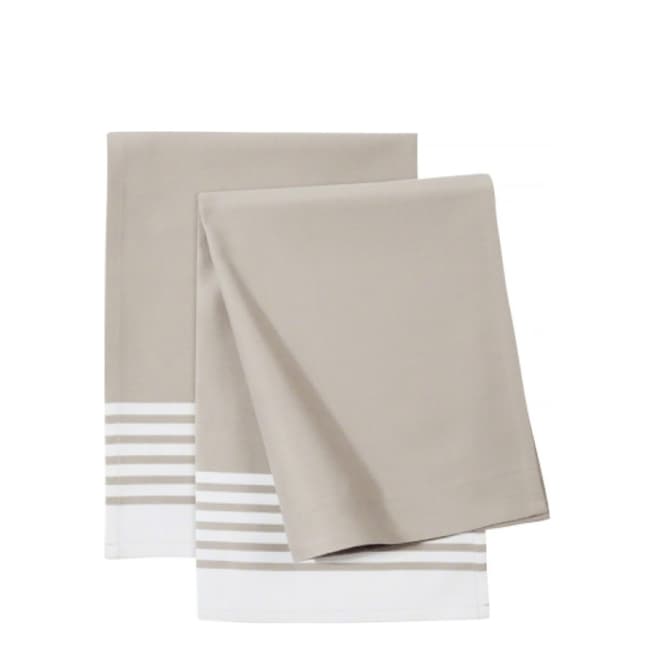 Zwilling Taupe 2 Pack Striped Tea Towels