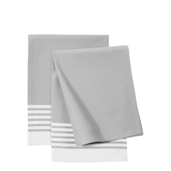 Zwilling Grey 2 Pack Striped Tea Towels