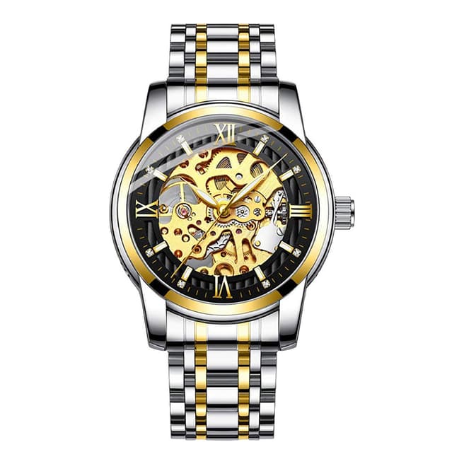 Stephen Oliver 18K Gold Black Dial Automatic Skeleton Watch