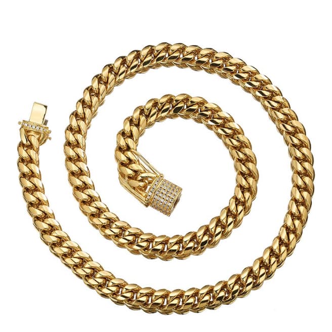Stephen Oliver 18K Gold Plated Cable & CZ Clasp Necklace