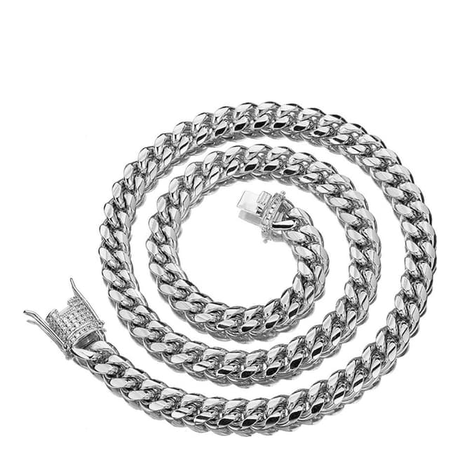 Stephen Oliver Silver Cable & CZ Clasp Necklace