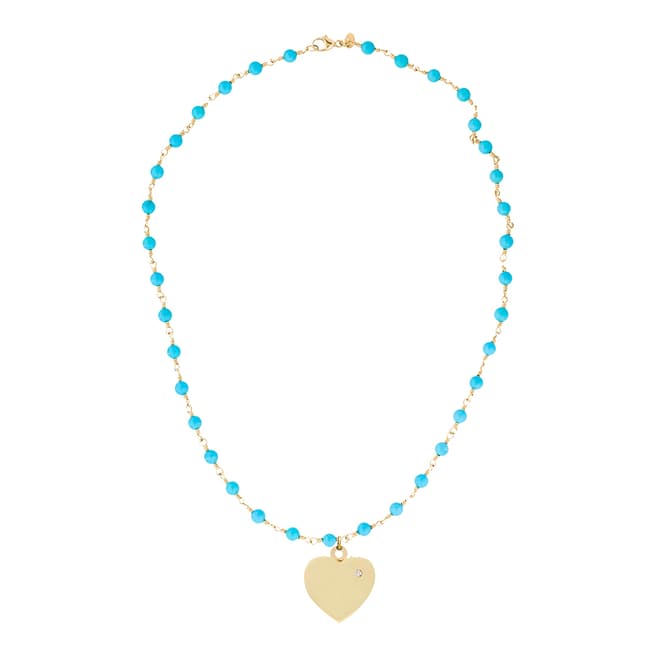 Liv Oliver 18K Gold Plated Turquoise Heart Charm Necklace