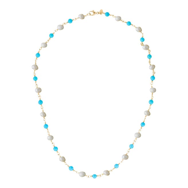 Liv Oliver 18K Gold Plated Turquoise Pearl Necklace