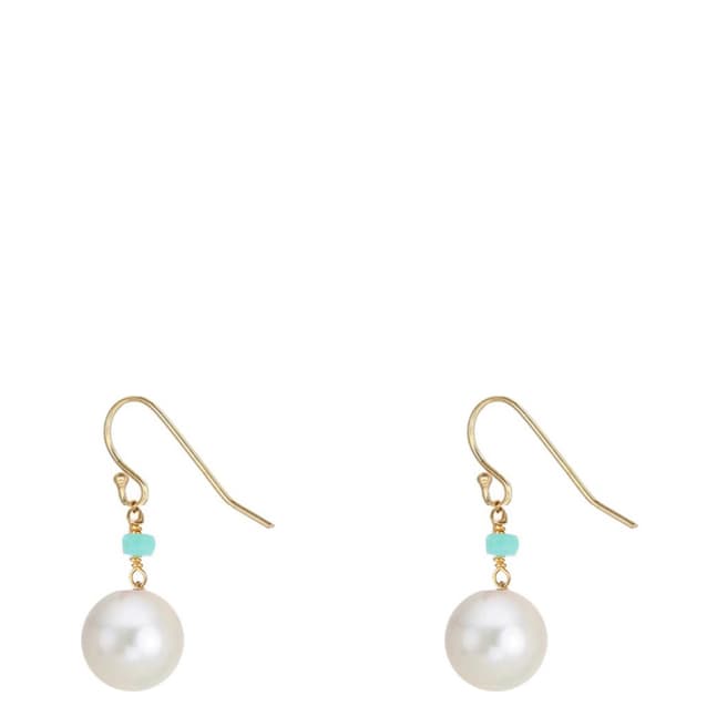 Liv Oliver 18K Gold Plated Chalcedony Pearl Drop Earrings