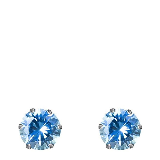 Liv Oliver Silver Plated Blue Topaz Stud Earrings