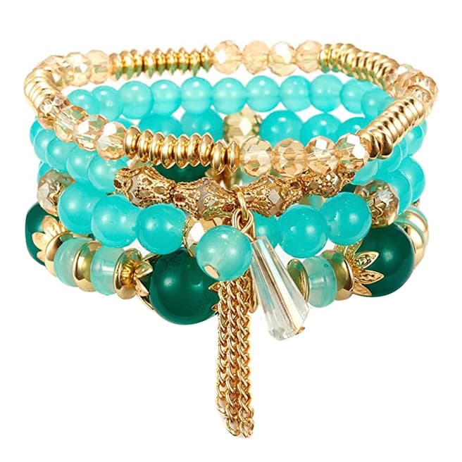 Liv Oliver 18K Gold Plated Multi Blue Bracelet Bead Set