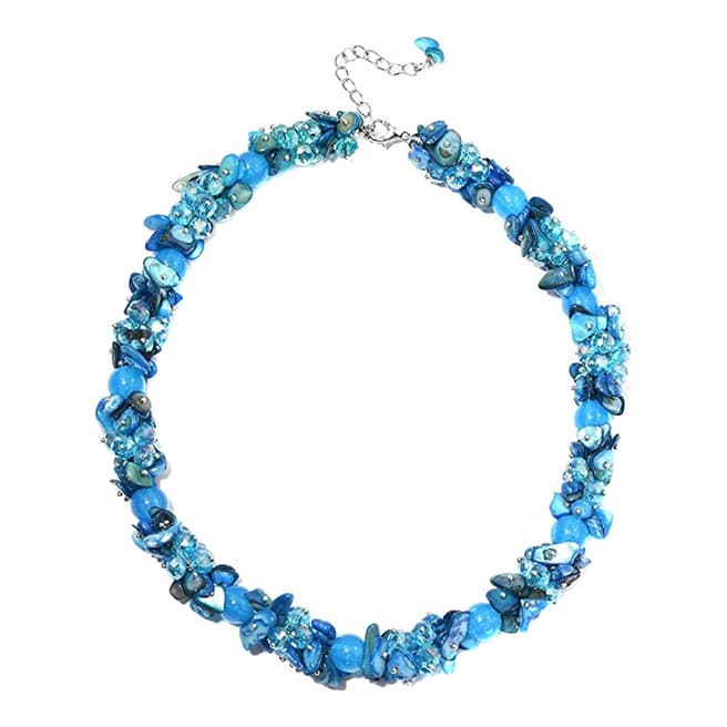 Liv Oliver Silver Multi Blue & Turquoise Necklace