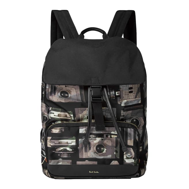 PAUL SMITH Black Camo Camera Print Backpack
