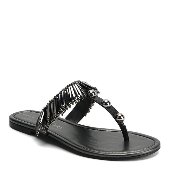 Katy Perry Black Leather The Brenna Metallic Sandals 