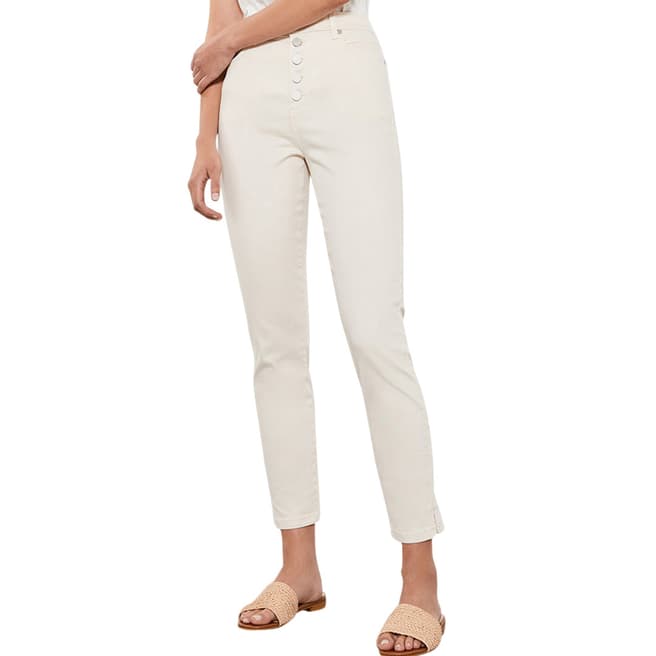 Mint Velvet Joliet Neutral Buttoned Jeans
