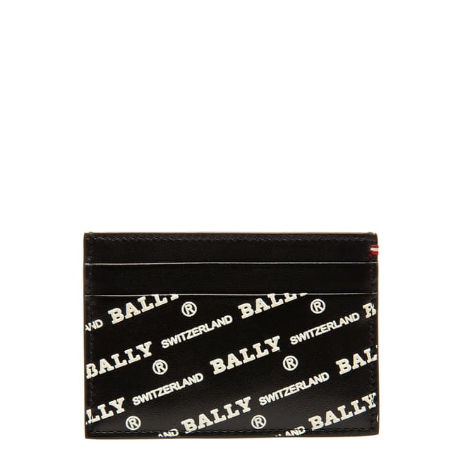 BALLY Black White Logo Oblique Business Card Holder