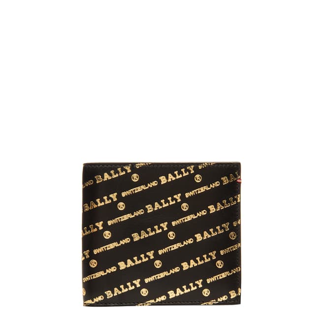 BALLY Black Gold Oblique Logo Wallet