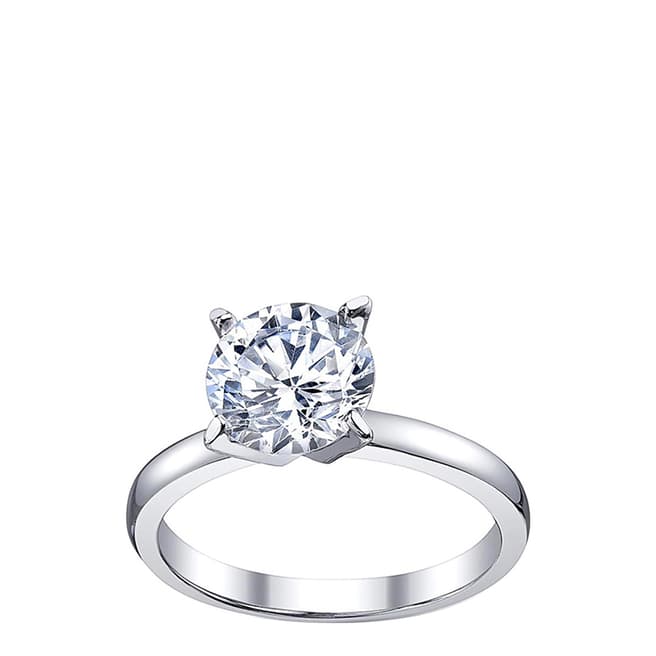 Liv Oliver Sterling Silver Plated Solitaire 2.00 Carat CZ Ring