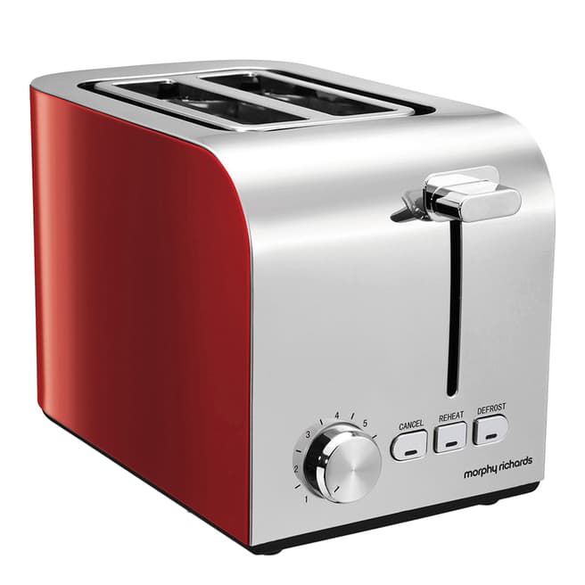 Morphy Richards Red 2-Slice Toaster with Removable Crumb Tray
