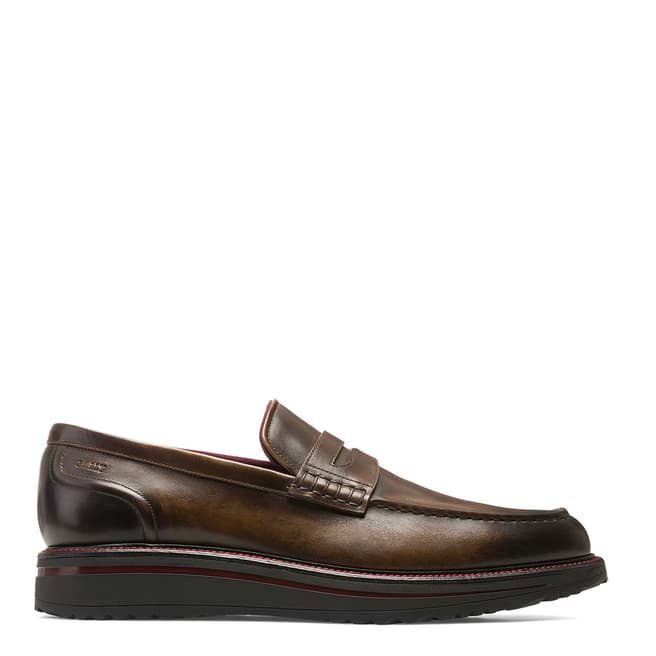 BALLY Brown Leather Bardony Penny Loafer