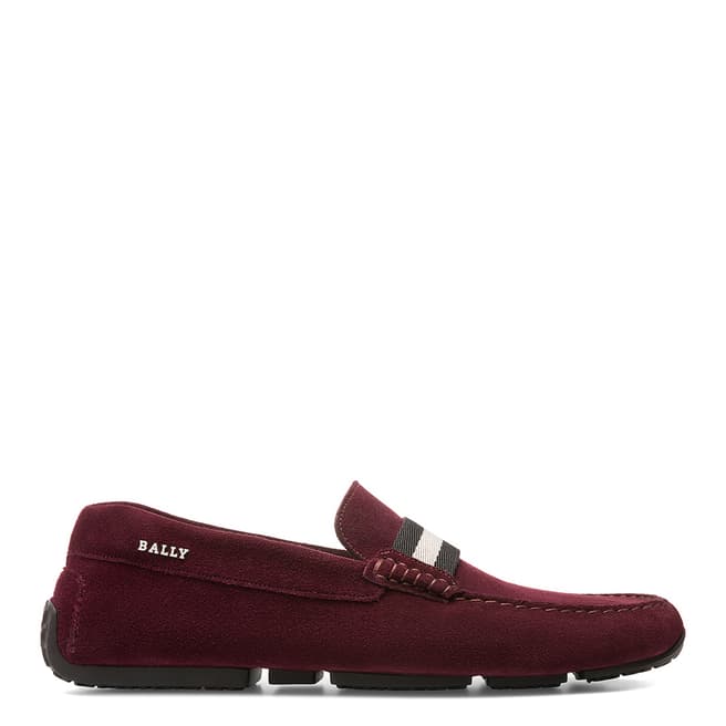 BALLY Wine Red Suede Pearce Driver Shoe