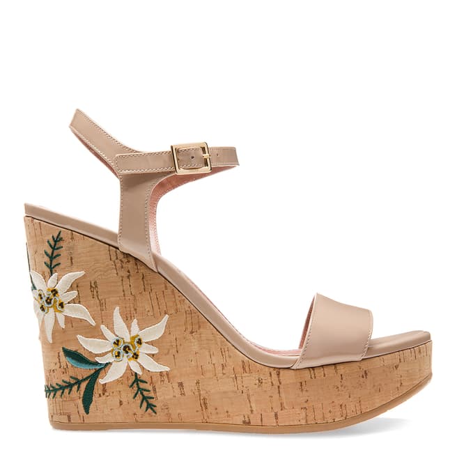 BALLY Beige Patent Leather Caelie Wedge Sandal