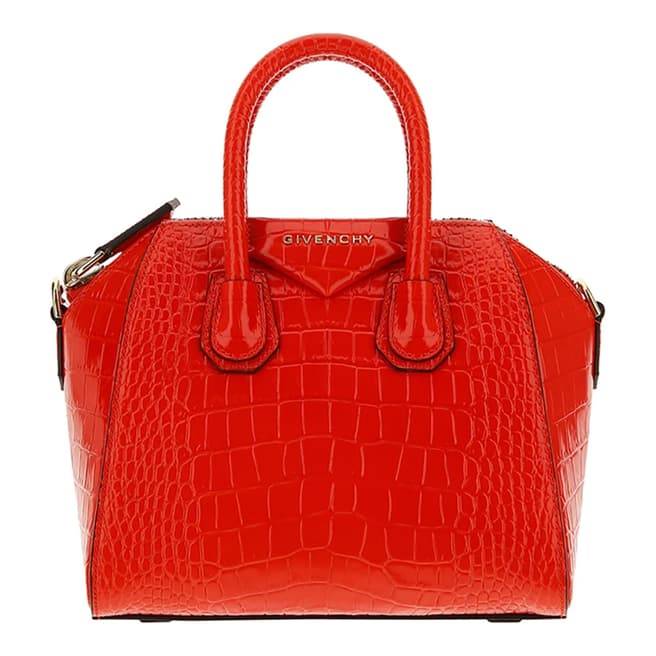 Givenchy Red Mini Antigona Leather Top Handle Bag 