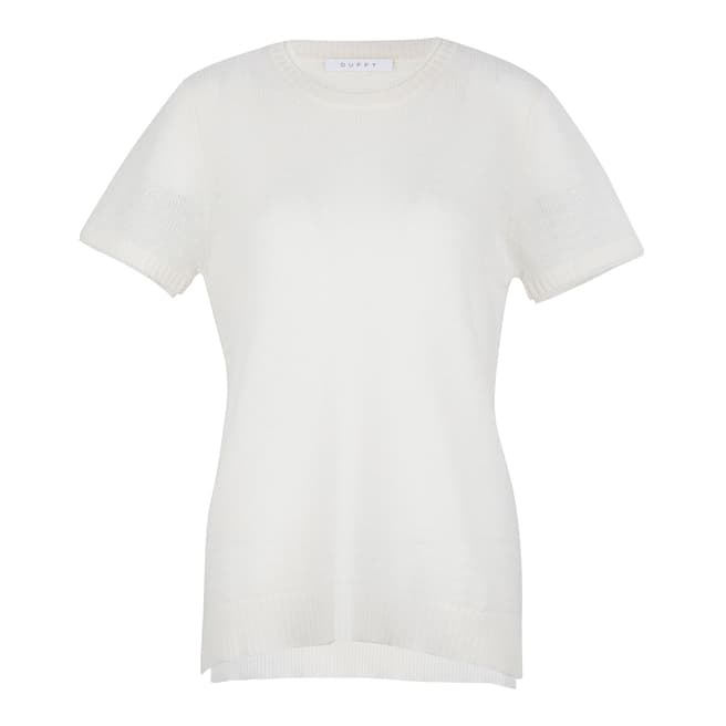 Duffy NY White Cashmere Double trim Tee
