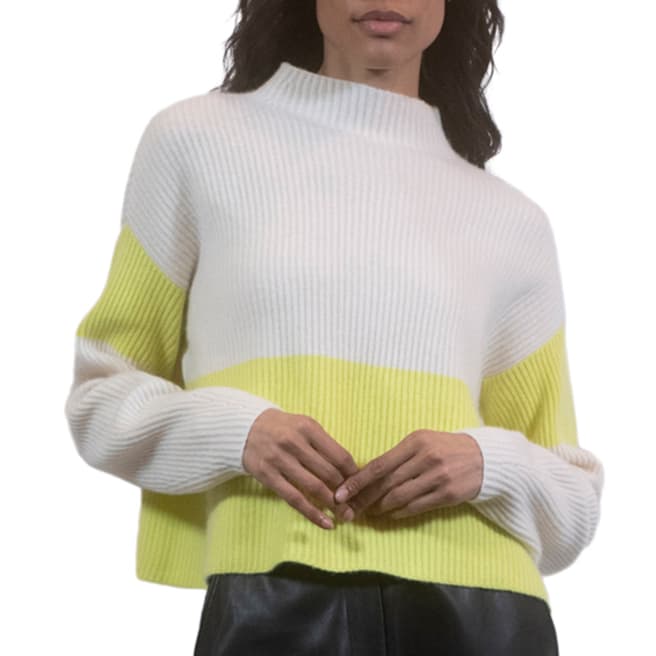 Duffy NY Chalk/Yellow Cashmere Jumper