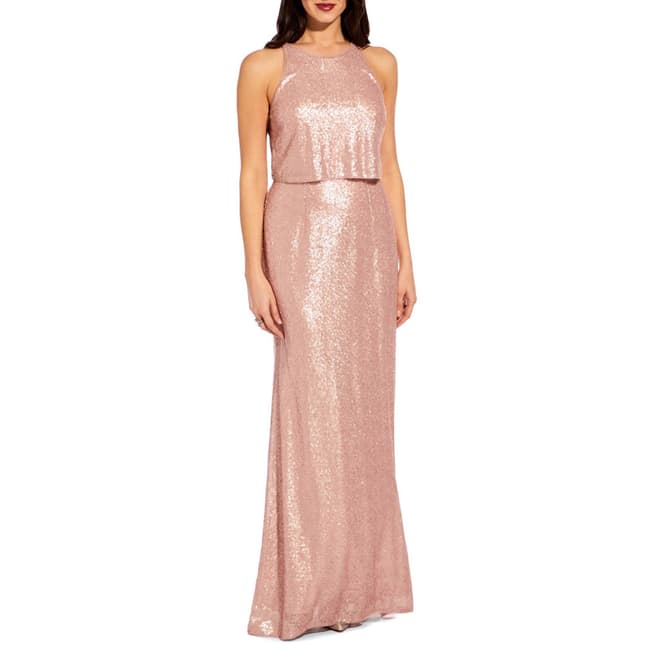 Adrianna Papell Blush Sequin Popover Dress