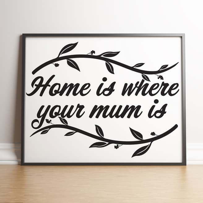 Vouvart Home Is Where Your Mum Is Typography Framed Print 44x33cm