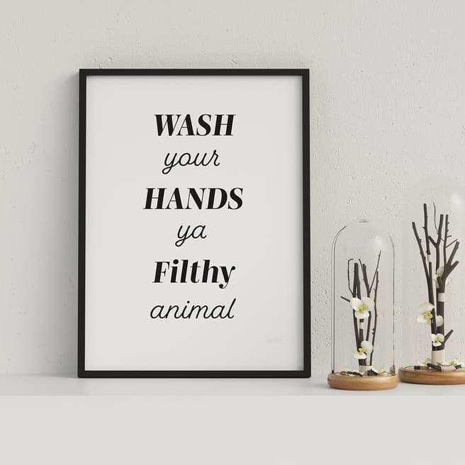 Vouvart Wash Your Hands Ya Filthy Animal Bathroom Typography Framed Print 44x33cm