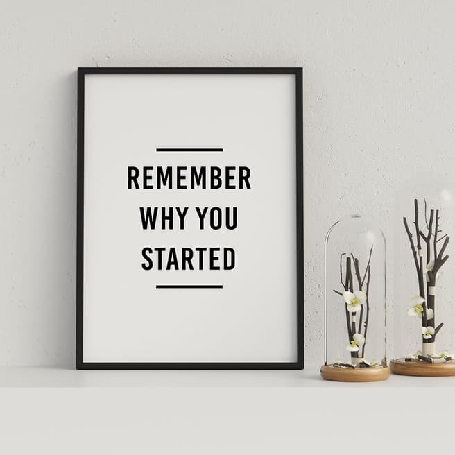 Vouvart Remember Why You Started Inspirational Typography Framed Print 44x33cm