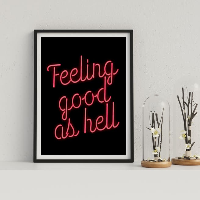 Vouvart Feeling Good As Hell Neon Lights Typography Framed Print 44x33cm