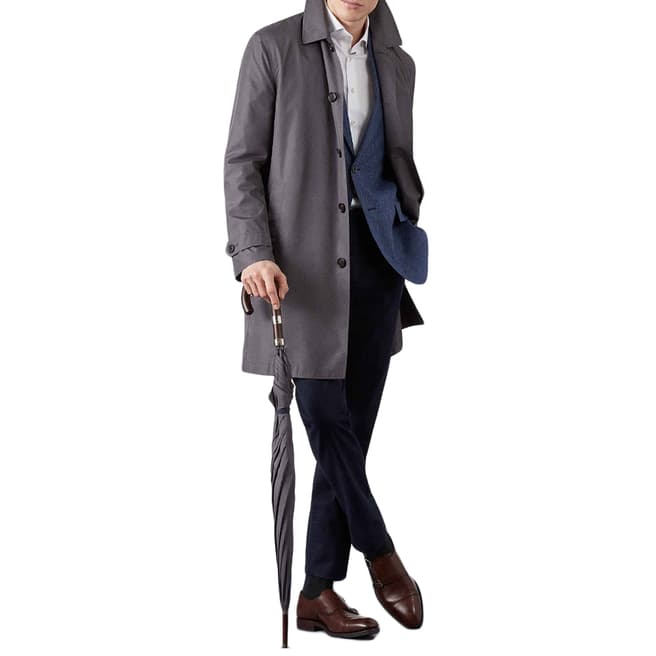 Hackett London Grey Classic Raincoat