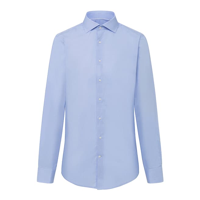 Hackett London Blue Houndstooth Classic Cotton Shirt